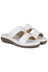 Casual White Open Toe Flats Round Toe Slip-On Flats